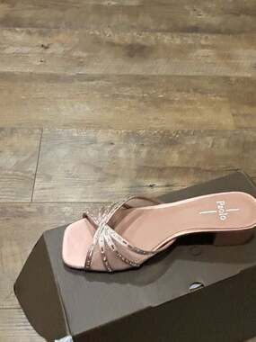 Linea Paolo Rose Gold Strappy Block Heel Sandal